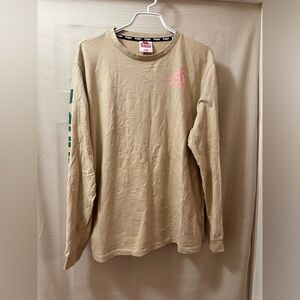 Kappa Men’s Beige Long Sleeve Logo Shirt Large Streetwear Graphic Sleeve Tee